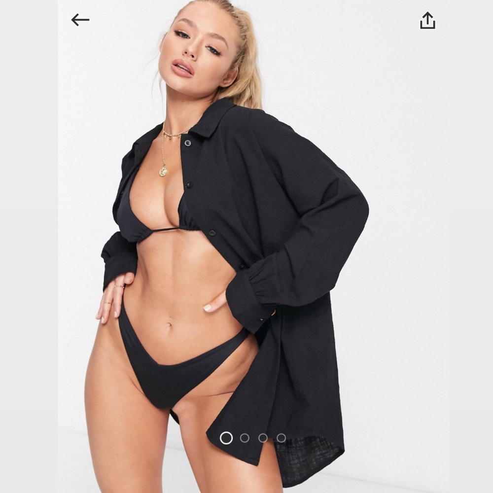 Asos Design Textured Button Through Beach Shirt I… - image 1